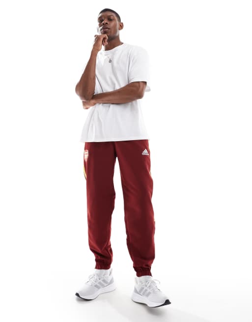 adidas Football Arsenal urban purist trackpants in burgundy and