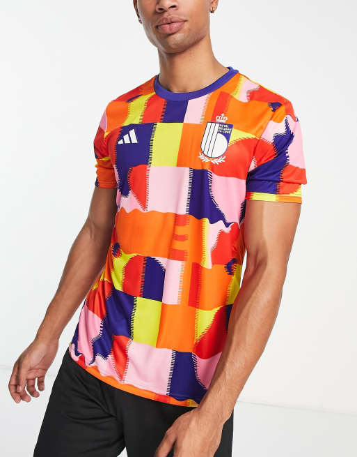 adidas Football – Belgium World Cup 2022 Pre-Match – Flerfärgad, mönstrad t-shirt