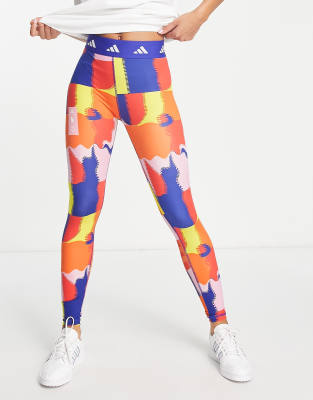 adidas performance adidas Football Belgium x Tomorrowland World Cup 2022 printed leggings in multi-Black