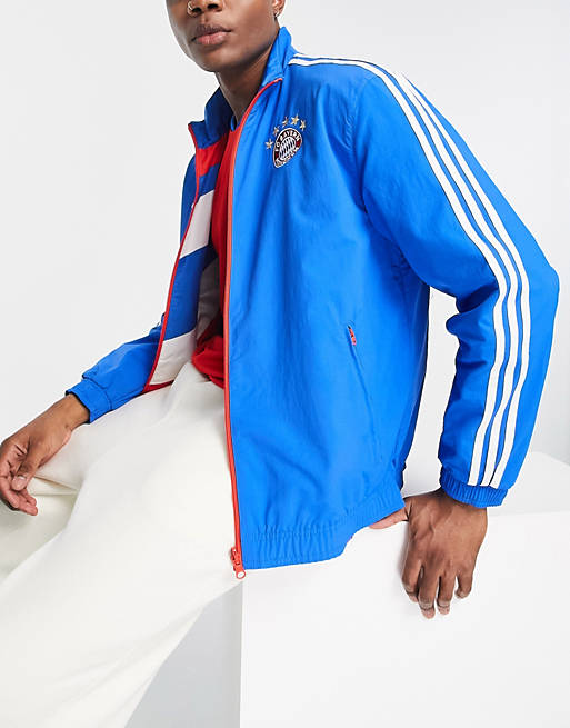 adidas Football Munich reversible zip up jacket in blue | ASOS