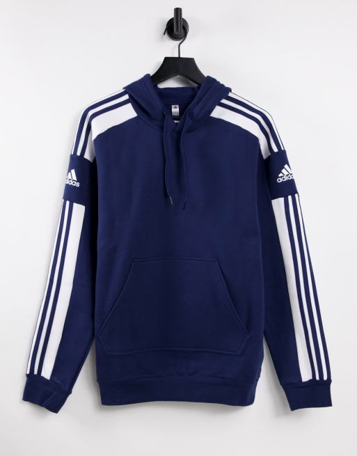 adidas - Football - Felpa con cappuccio blu navy con strisce sulle maniche
