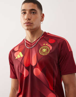 adidas performance adidas Football Germany 2025 away shirt in burgundy-Red