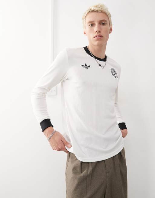 adidas Football – Germany Anniversary – Biało-czarny dżersejowy T-shirt z długim rękawem