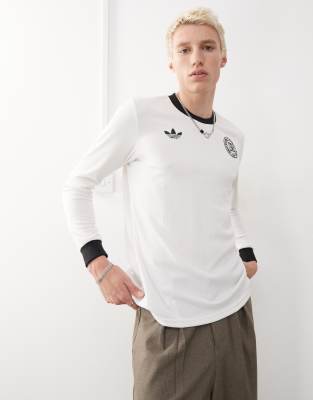 adidas Football Germany anniversary long sleeve jersey in white and ...