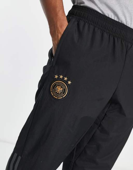 adidas Football Germany World Cup 2022 pre-match 3 stripe joggers in black, 3 of 4