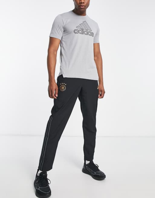 adidas Football Germany World Cup 2022 pre-match 3 stripe joggers in black, 4 of 4