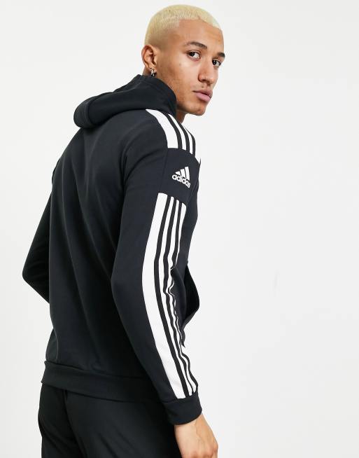 Adidas hoodie store striped sleeves