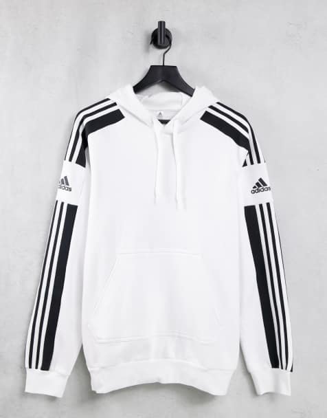 adidas Football hoodie with three stripe sleeve in white - view 1
