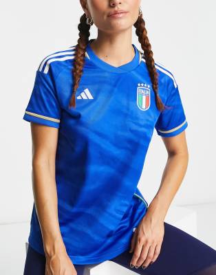 adidas Football Italy FIGC short sleeve jersey in blue