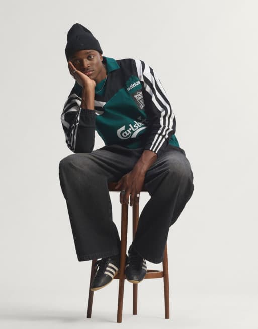 adidas Football – Liverpool 95 Bring Back – Langärmliges Oberteil in Grün, Schwarz und Weiß, 3 von 5