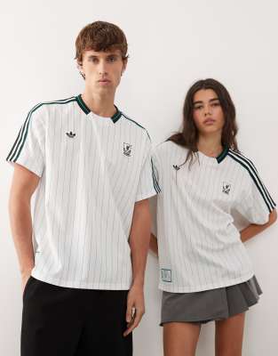 Football - Liverpool Icon - Gestreiftes Trikot in Weiß und Grün Weiß 2XL
