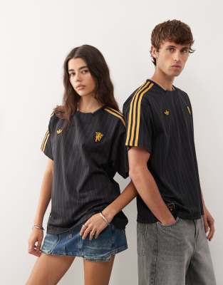Adidas Football - Maillot à logo Manchester United - Noir et jaune XL