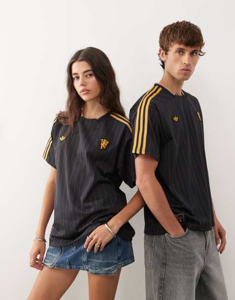 adidas Football - Maillot à logo Manchester United - Noir et jaune - view 1