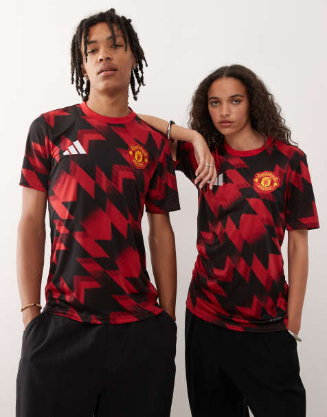adidas Football – Manchester United 25/26 Pre – Röd, mönstrad t-shirt - view 1