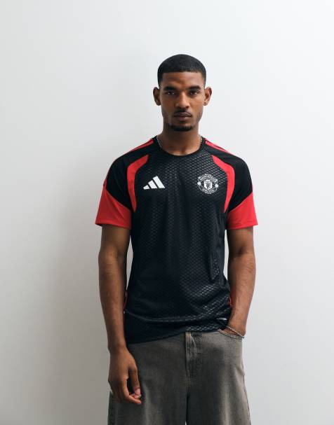 adidas Football Manchester United 26/27 training T-shirt in zwart en rood - view 1