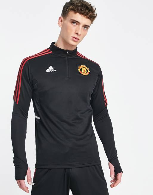 adidas - Football Manchester United FC 2022/23 - Sort trænings-sweatshirt med 1/4 lynlås