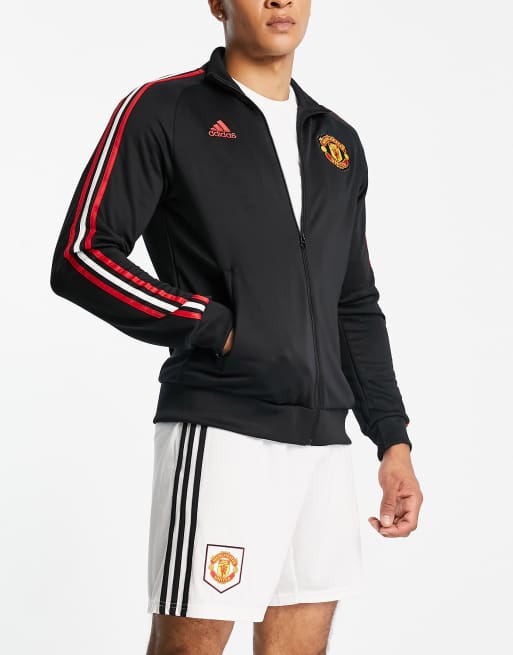 adidas Football Manchester United FC DNA logo full zip track top in red