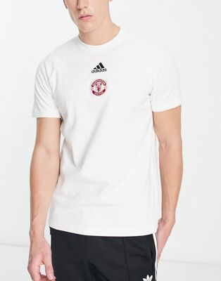 adidas Football Manchester United FC Travel logo t-shirt in white
