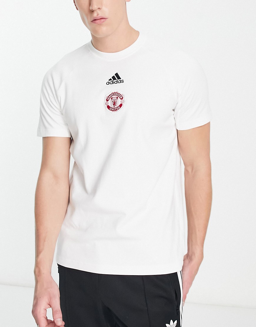 adidas - football - manchester united fc - vit t-shirt med logga-vit/a