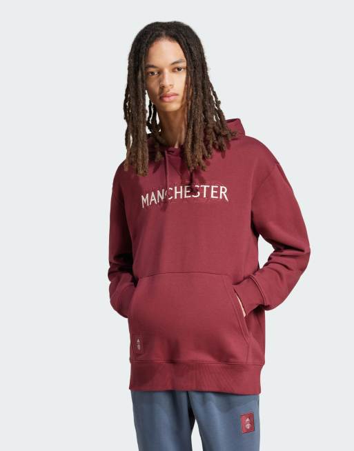 adidas - Football Manchester United - Felpa stagionale con cappuccio bordeaux