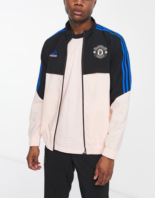 adidas - Football Manchester United - Giacca della tuta nera e rosa | ASOS