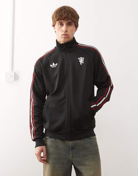 adidas Football – Manchester United – Jacke in Schwarz mit durchgehendem Reißverschluss - view 1