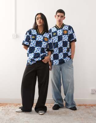 adidas Football - Manchester United - Lifestyler - T-Shirt mit blauem Print-Bunt