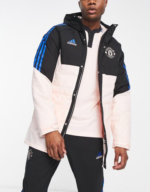 adidas Football Manchester United parka jacket in black and pink | ASOS