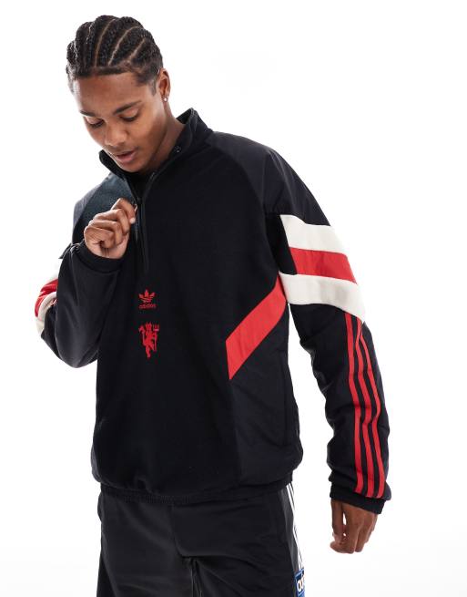 adidas Football Manchester United polar fleece sweatshirt in black