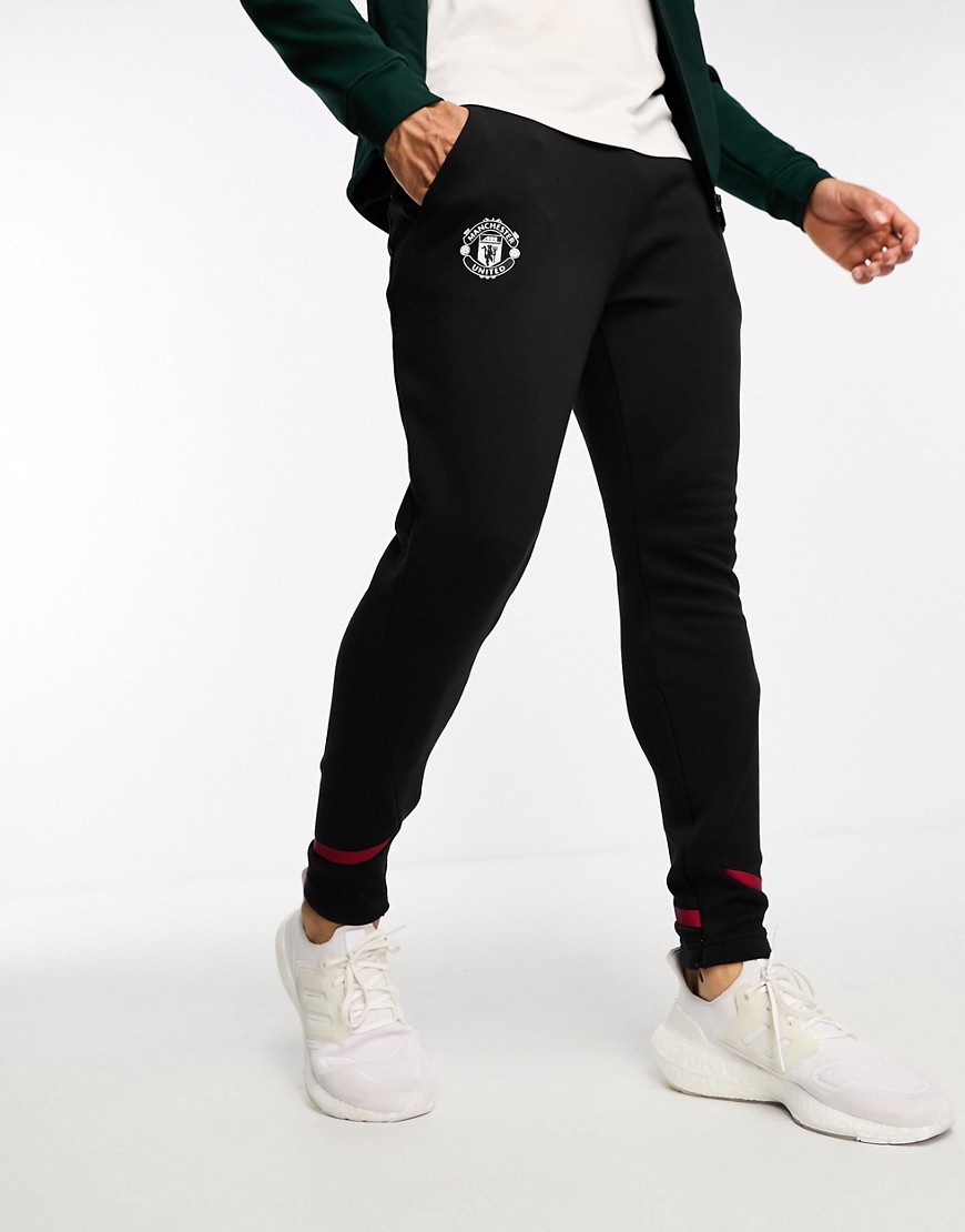 adidas Football Manchester United tracksuit joggers in black