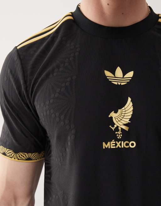 adidas Football Mexico Anniversary jersey in black and gold ASOS