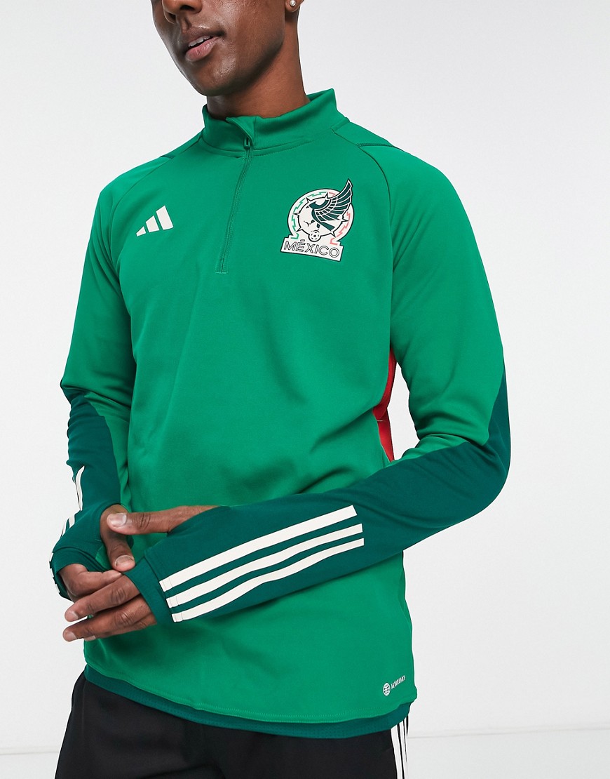 adidas Football Mexico World Cup '22 on-pitch training 1/4 zip shirt in green