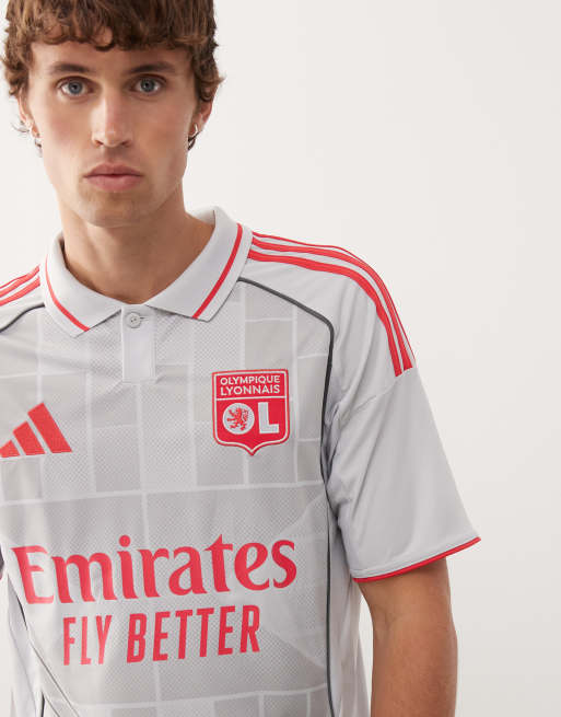 adidas Football – Olympique Lyonnais 25/26 – Drittes Trikot in Grau und Rot, 5 von 5