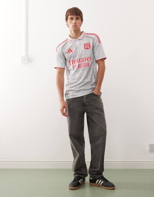 adidas Football Olympique Lyonnais 25/26 third jersey in grey and red, 2 of 5