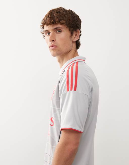 adidas Football Olympique Lyonnais 25/26 third jersey in grey and red, 4 of 5