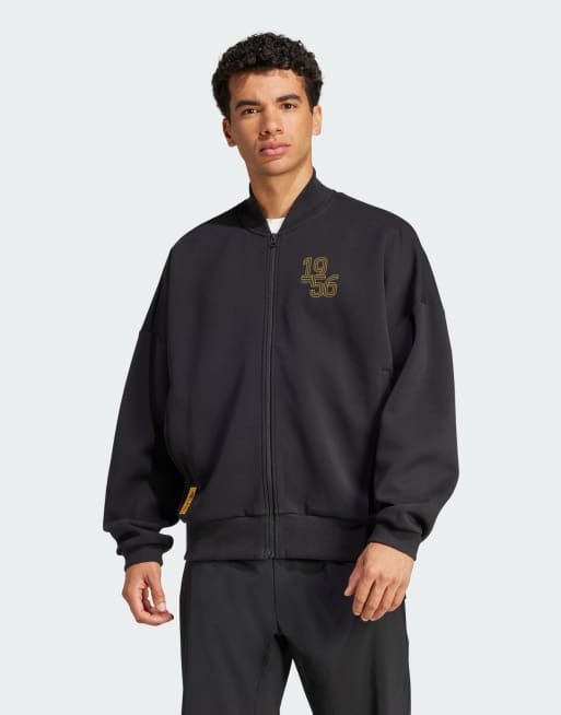 adidas Football – Real Madrid – Czarna kurtka dresowa z podwójnej dzianiny