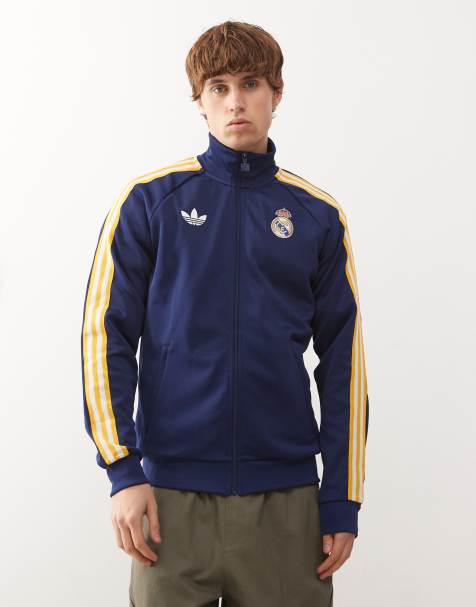 adidas Football Real Madrid tracktop in navy and yellow
