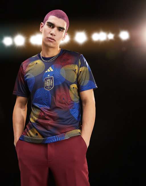 adidas Football – Spain World Cup 2022 Prem-Match – Granatowy T-shirt ze wzorem