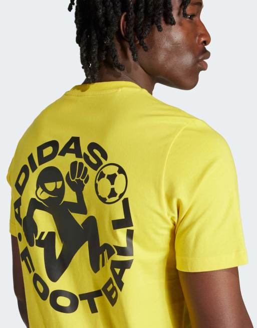 adidas Football sticker graphic tee in yellow , 3 of 4