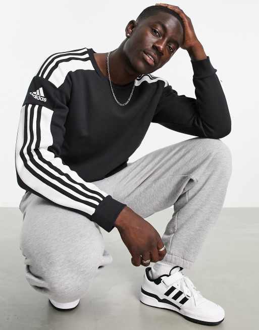 adidas Football sweatshirt with three stripe sleeve in black ASOS