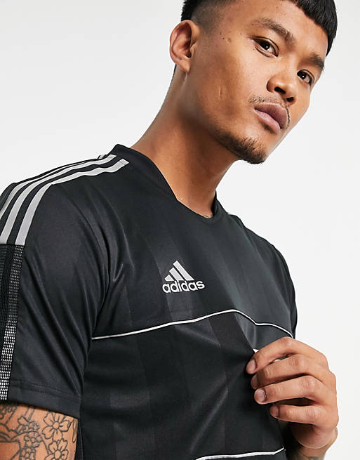 Men adidas Football t-shirt with three stripes in black 