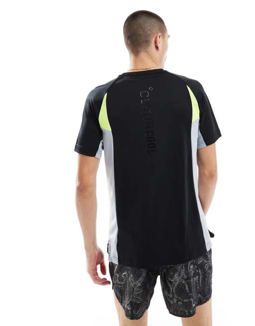 adidas Football tech t-shirt in black, grey and yellow, 4 of 4