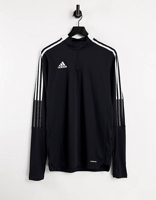 Adidas Football Tiro 21 half zip top in black
