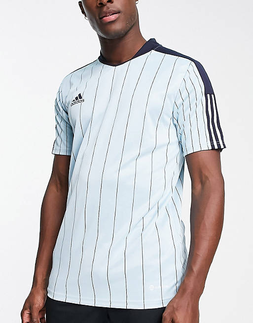adidas Football Tiro 21 striped t-shirt in blue