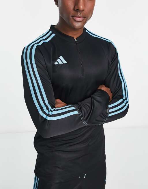 adidas Football - Tiro 23 - Sweatshirt med 1/4 lynlås i sort og blå