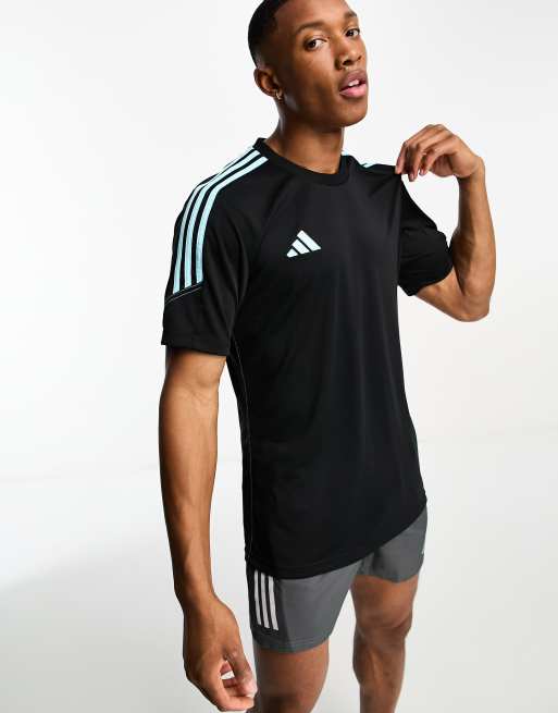 adidas Football Tiro 23 t shirt in black and blue ASOS