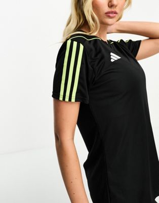 adidas Football Tiro 23 t-shirt in black and green