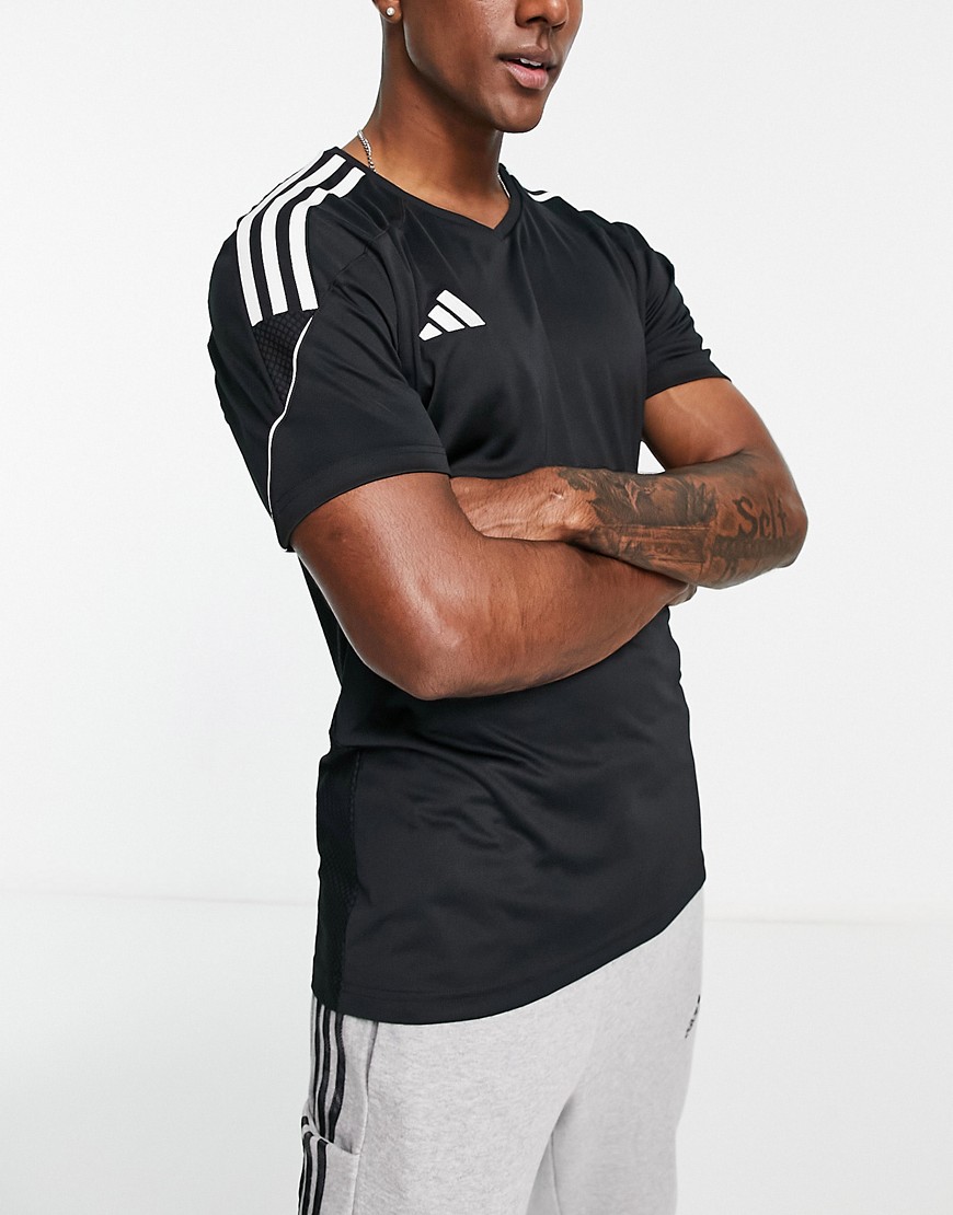 adidas Football Tiro 23 t-shirt in black and white