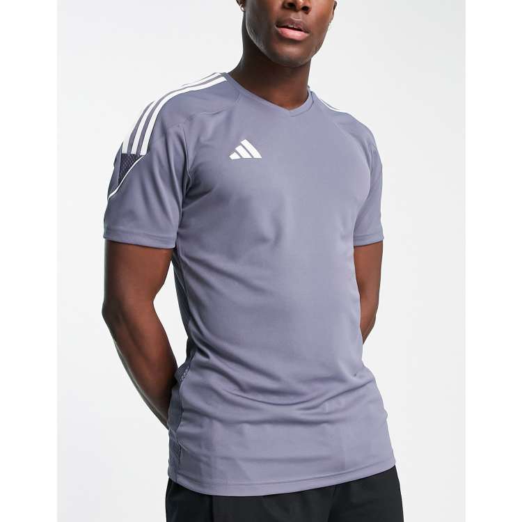 adidas Football Tiro 23 t-shirt in gray and white