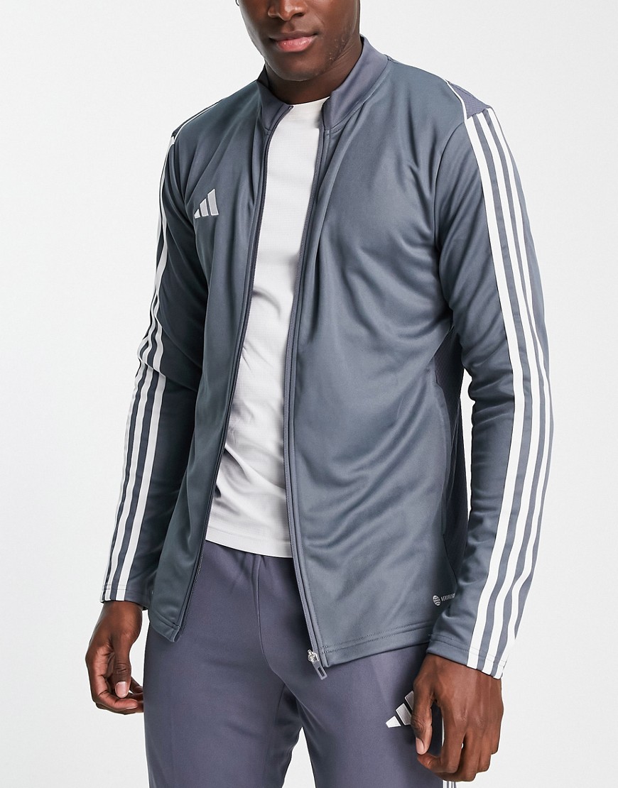 adidas Football Tiro 23 track jacket in gray-White